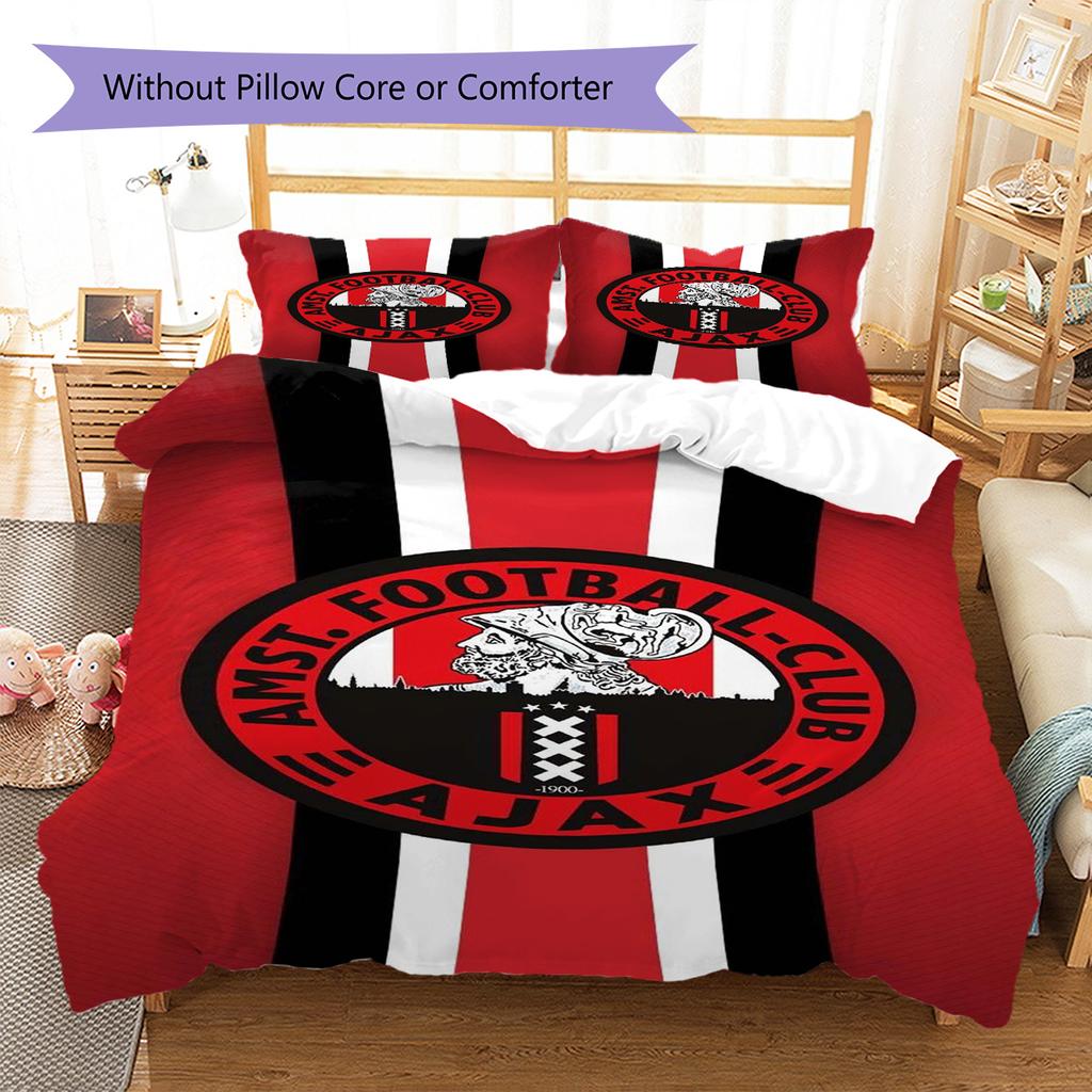 AFC Ajax Muster Bettwäscheset Bettbezug Kissenbezug Heimdeko Geschenk (1 Bettbezug + 2 Kissenbezüge, ohne Füllung)