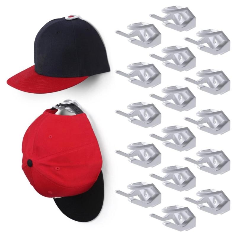24Pcs/set Space Saving Hat Organizers for Wall Self Adhesive Hat Hanger Hooks Door Hat Holder Baseball Cap Storage Rack
