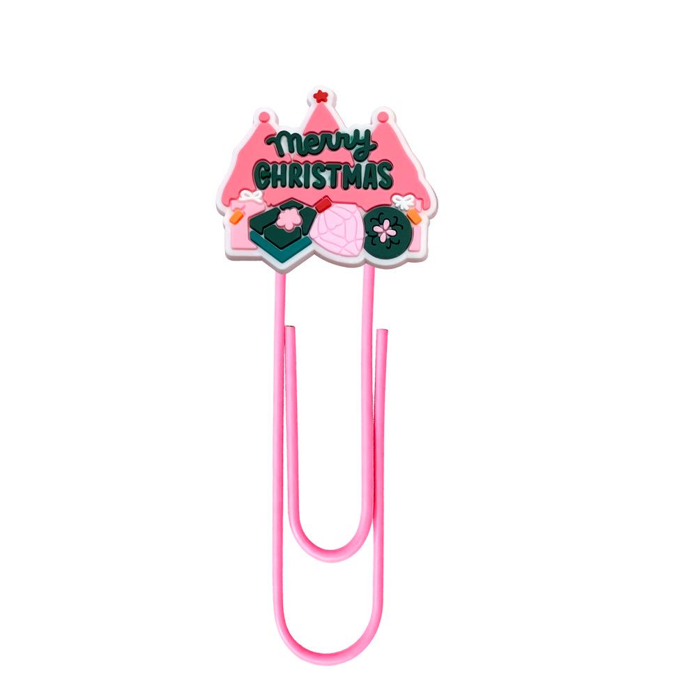 Pink Cartoon Christmas Bookmark Clips - Cute, Large, Colored Page Markers for Office Supplies