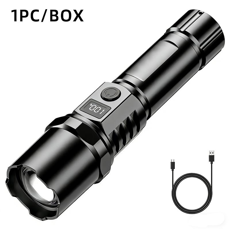 High Strong Power Led Flashlights 2000LM Tactical Torch with Display Light USB Charging Camping Fishing Emergency Zoom Lantern