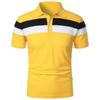 Men's Fashionable Short-Sleeved Lapel Shirt with Chest Stripes