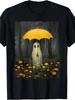 Vintage Gothic Halloween T-Shirt Black Casual Streetwear with In Forest, Yellow