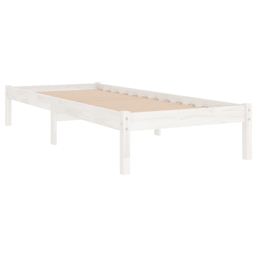 Vidaxl Bed Frame, White, Solid Pine Wood, 90 X 200 Cm