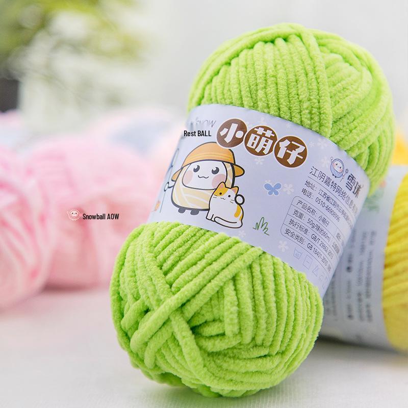 DIY Handcrafted Cute Chenille Snowball Knit Scarf & Crochet Doll Bag