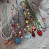 Boho Colorful Sugar Star Tassel Pendant Choker Necklace for Women Sweet Love Heart Chain Aesthetic Jewelry Accessories