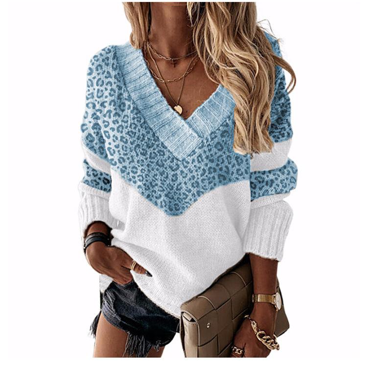Pullovers Loose Vintage Simple Fashion Autumn and Winter Pullover V-neck Loose Type Pullover Soft Classic Clothes Spelling Color Women's Knitwear