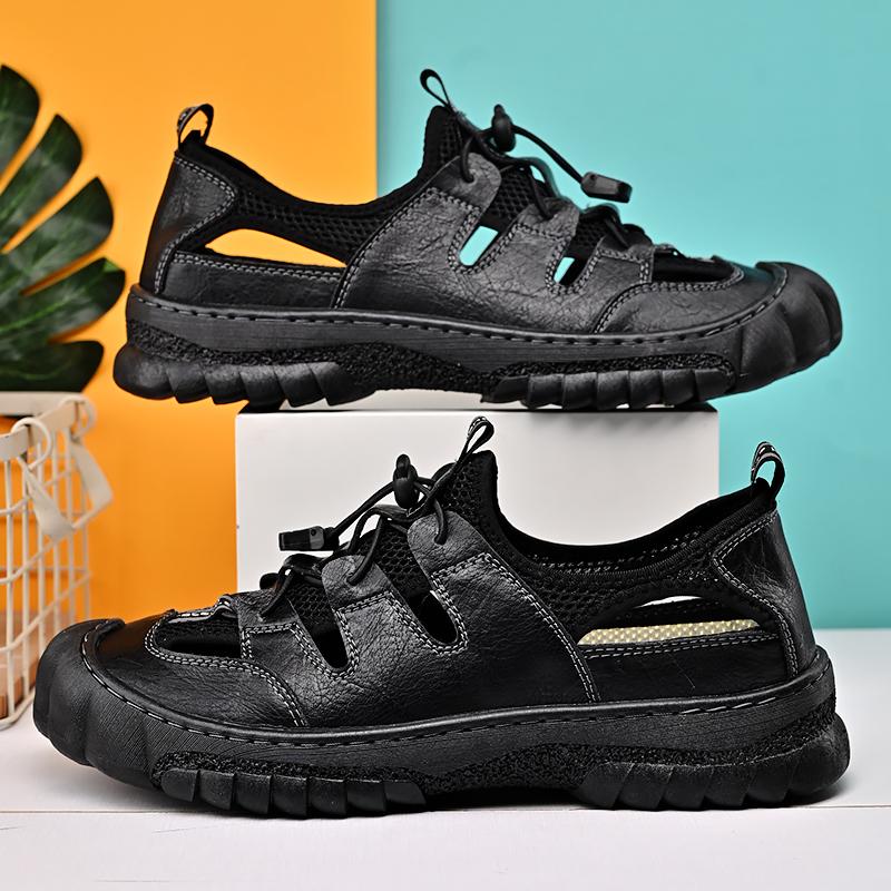 Letní pánské sandály pravá kůže pánská obuv pro volný čas Outdoor muži kožené sandály pro muže plážová obuv pánská římská obuv