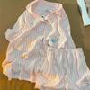 Vermicelli Pocket Bunny Pajamas Women's Summer Short-sleeved Shorts Cardigan Set Student Dormitory Ins Loungewear