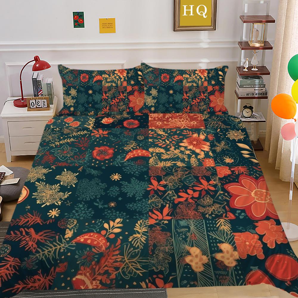 Microfiber Fabric Christmas Bedding Set Luxury HD Quilt Cover Pillowcase 2 or 3 AU/EU/DE/US Full Size Quick Drying Easy Cleaning Home Decoration