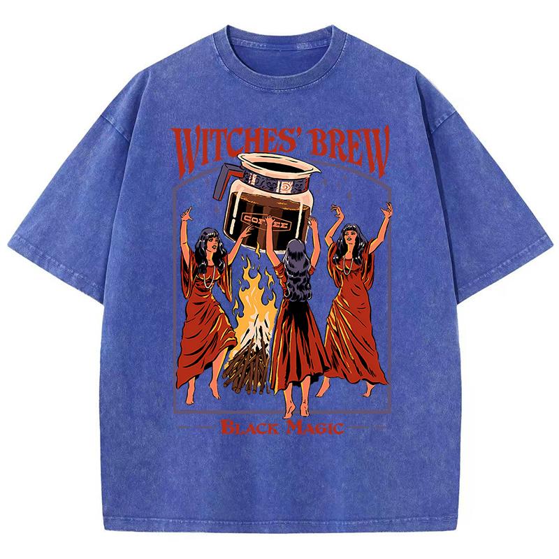 Witches Brew Kaffe Svart Magi Vasket Retro Snø Herre T-skjorte Sommerklær Casual Tee Klær T-skjorte Bomull Pustende Topper