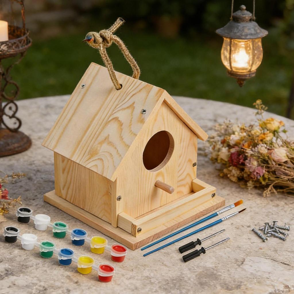 DIY Birdhouse Building Kit Wooden Educational Craft Painting Set Hands-On Art Project for Kids Home School Classroom Camp Decor
