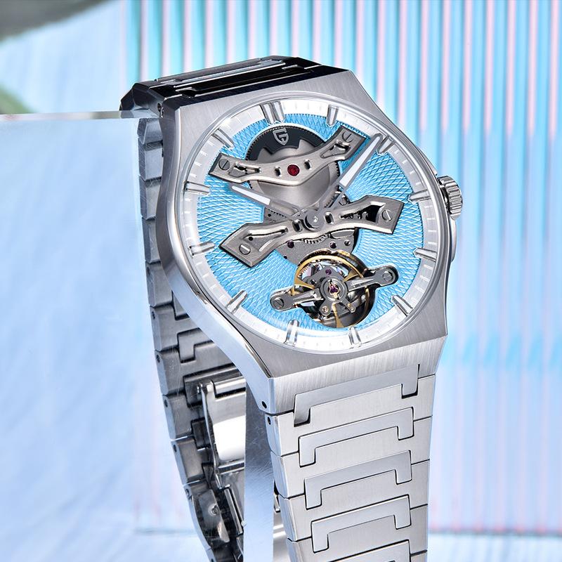 PAGANI DESIGN YS028 Tourbillon Mens Watch Sapphire Glass Hollow Mechanical Wristwatch Stainless Steel Waterproof Automatic Watch