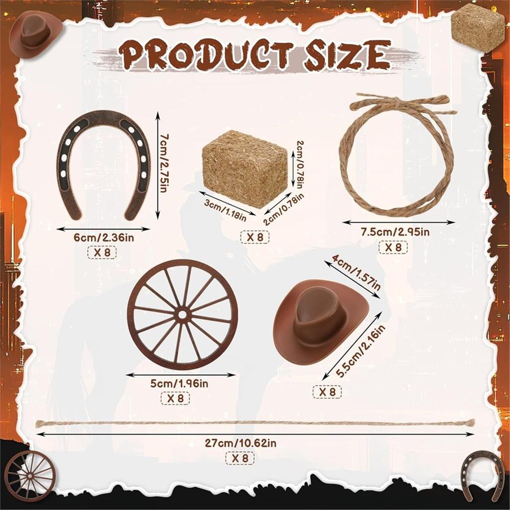 40 Pcs Western Party Centerpieces for Table Mini Cowboy Hats Mini Horseshoes Wagon for Western Cowboy Party Decorations