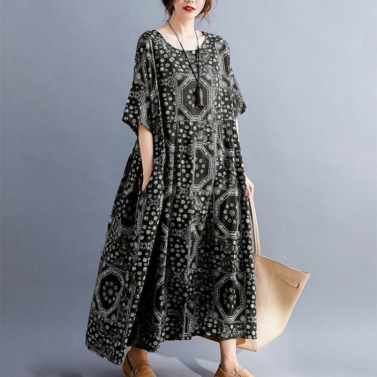 Damen Übergröße Sommer Baumwolle Locker Langes Kleid