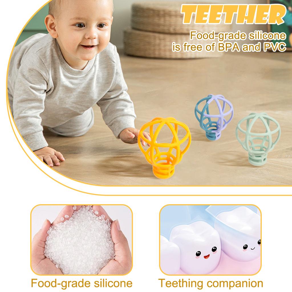Color Kids 1PCS Baby Silicone Teething Ball Toy Cartoon Shape BPA Free Chewable Molar Teether Soft Sensory Toy for Infants