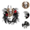 Halloween Skull Door Wreath Gothic Garland Creepy Decor Artificial Hanging Ornament for Porch
