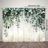 2PCS Digital Printed Curtains with Green Eucalyptus Design, Stylish Window Drapes for Living Room Bedroom Home Decoration