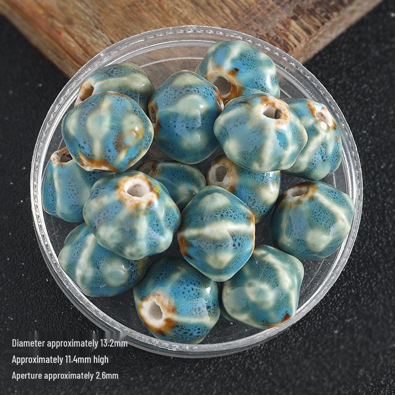 Retro Colored Irregular Ceramic Rhombus Beads for Bracelets