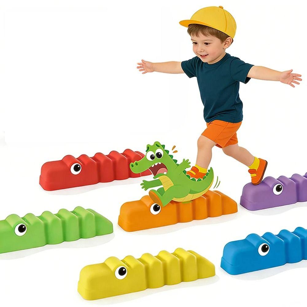 6PCS/Set Stepping Stones Balance Training Beam Crocodile Stepping Stones Parent-Child Game