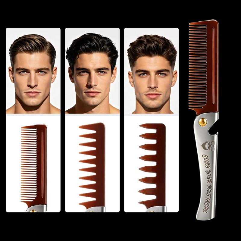 Multifuncional Folding Comb Men Beard Styling Combs Anti Static Portable Mustache Comb Multifunctional Hairdressing Tools