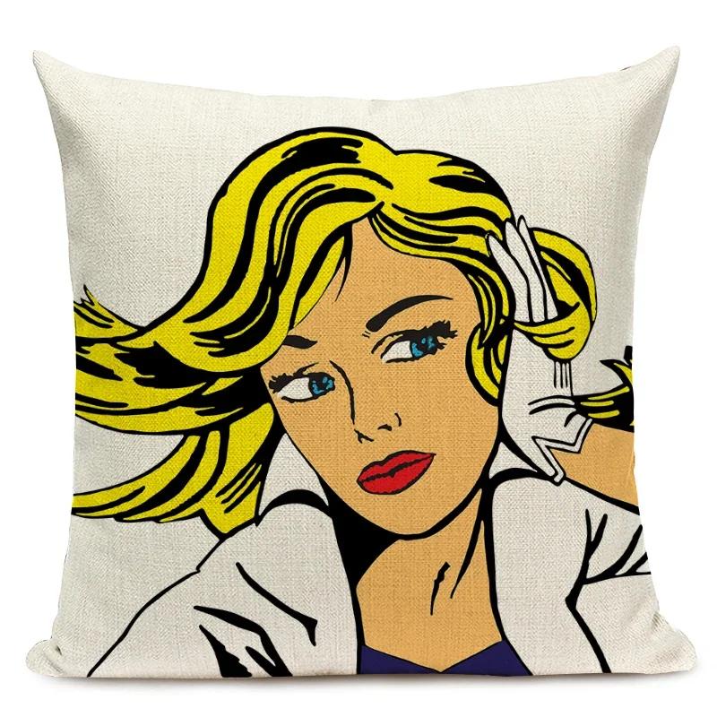 American Anime Pop Art Printing Cushion Cover Home Sofa Decor Pillowcase Car Seat Decorative Pillow Case Capa Almofada