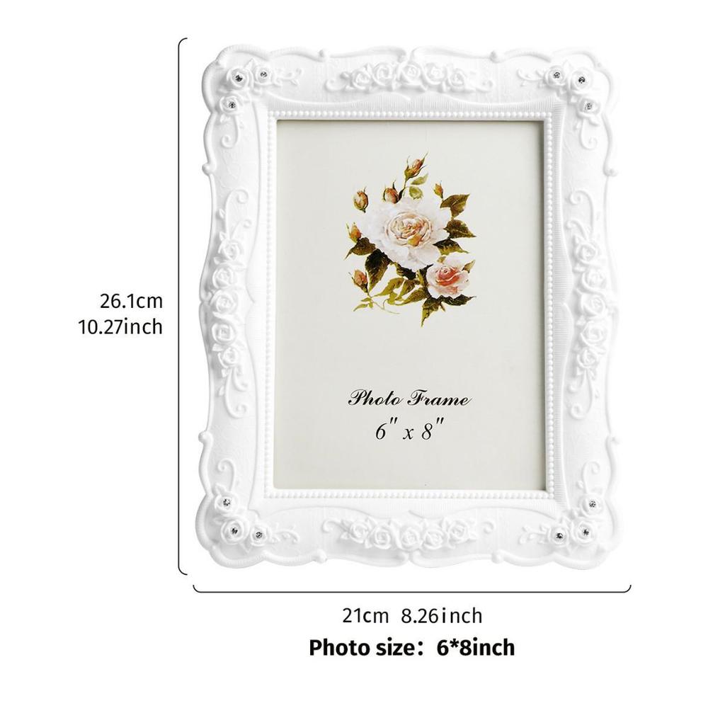 Modern Minimalist Style White Rose Photo Frame for 6-10 Inch Photos