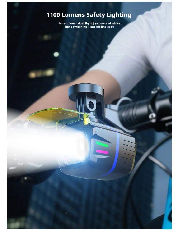 Lumière Avant Vélo de Route Montagne Grands Lumens Lampe de Cyclisme Télécommandée Intelligente Cordon de Suspension Contrôle Intelligent Phare de Vélo