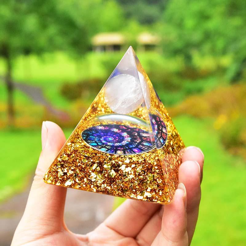Energy Pyramid Reiki Natural Amethyst Ball Healing Crystals Chakra Tool Ornaments Resin Stones Craft Kids Gift Pyramid