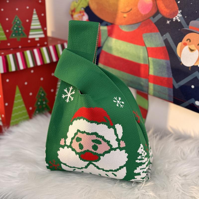 Merry Christmas Gift Bag Christmas Eve Apple Candy Bag Canvas Handbag Santa Claus Knitted Storage Bag Decor Holiday Gifts
