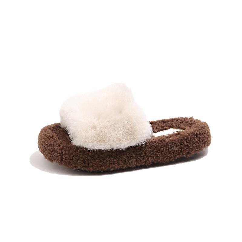 Chinelos de Inverno Felpudos para Meninas, Slip-On, com Sola Grossa, para Interior e Exterior, de Algodão e Pelúcia, Sapatos Planos para Crianças de 4 a 12 Anos