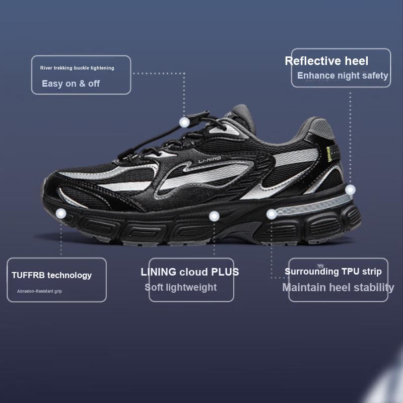Li Ning Bambini Tendenza Moda Versatile Assorbimento degli Urti Low Top Scarpe Casual Sneaker per Bambini Nero Grigio YKCU114-3