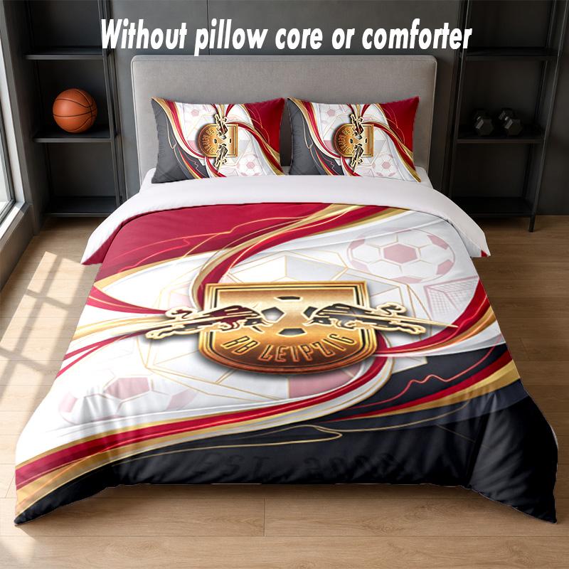 RB Leipzig Football Design Bed Bedding Set 1 Duvet Cover + 2 Pillowcases Soft Breathable Household Bed Linens