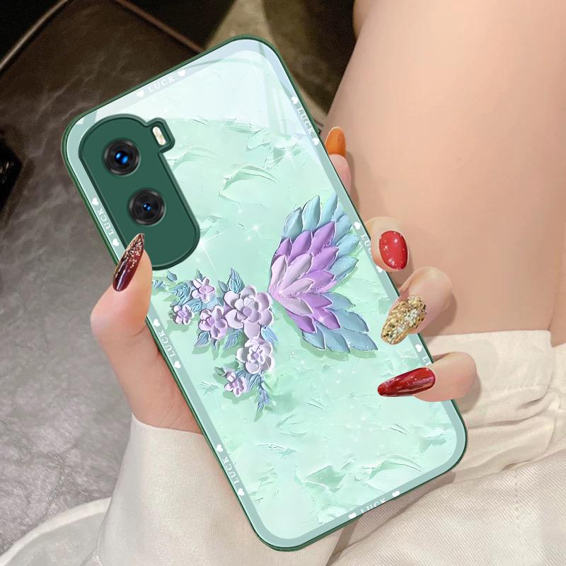 Flower Shaped Butterfly For Honor 200 90 8X 9X Pro Lite P50 P40 Nova 10 11i P60 Magic4 6 Mate 20 50 Tempered Glass Phone Case