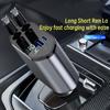 Car Charger  Cigarette Lighter  with Two Extendable Fast Charging Cables  Suitable for Devices Such As Android/Huawei and IPhone
