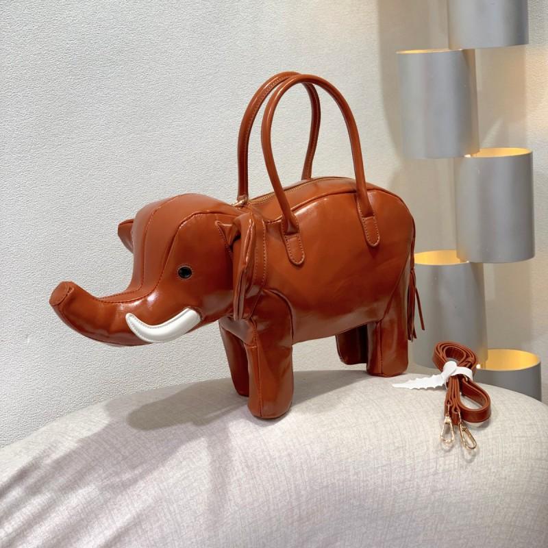 Creative Elephant Shape Handbag Women PU Leather Medium Size Shoulder Bag With Zip Phone Pocket