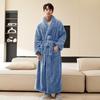 Herren- und Damen-Winter-Flanell-Langmantel-Pyjama - Beidseitiger Korallenfleece, Knöchellang