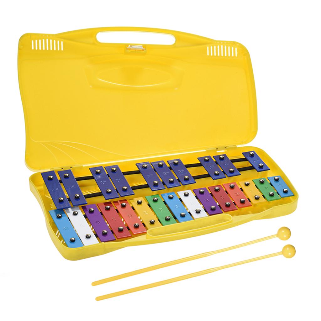 Colorful 25 Notes Glockenspiel Xylophone Percussion Rhythm Musical Educational Teaching Instrument Toy with 2 Mallets