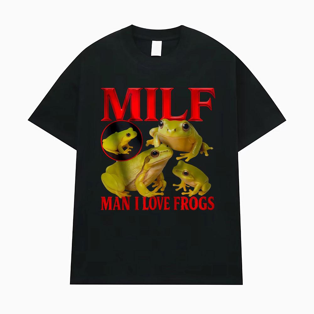 Funny I Love Frogs Gift Meme Lover Printed Tshirt Men Women Vintage Toad Y2K Fun Classic T Shirts 100% Cotton T-shirt Streetwear