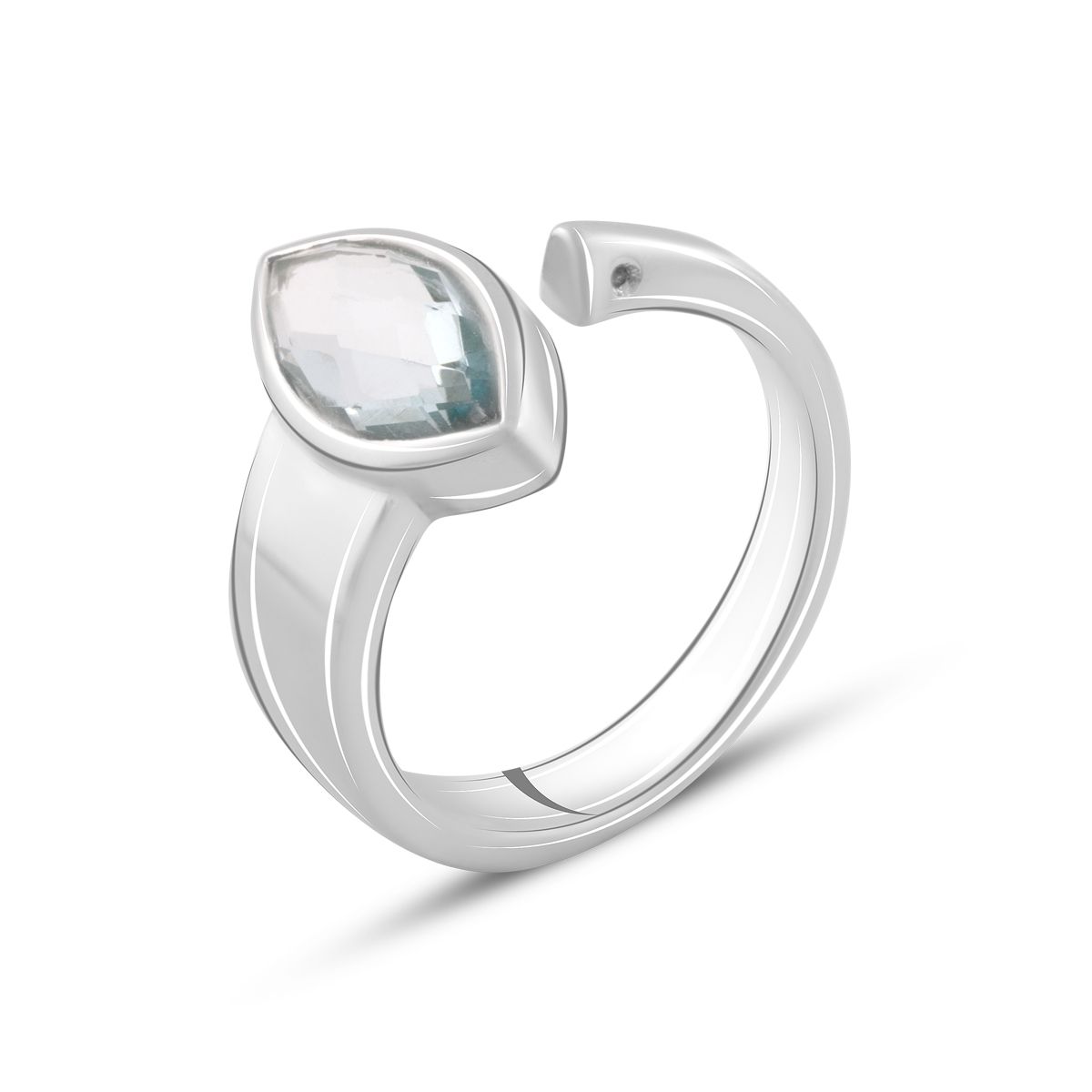 

Срібна каблучка з натуральним топазом 2.088ct (2089476) 3.85 гр. 925 проби 18.5 небо синє світло кольору