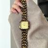 Leopard Print Steel Belt Small Sugar Cube Watch Women'S Large Dial Light Luxury Niche Trendy Brand Fashion Watch