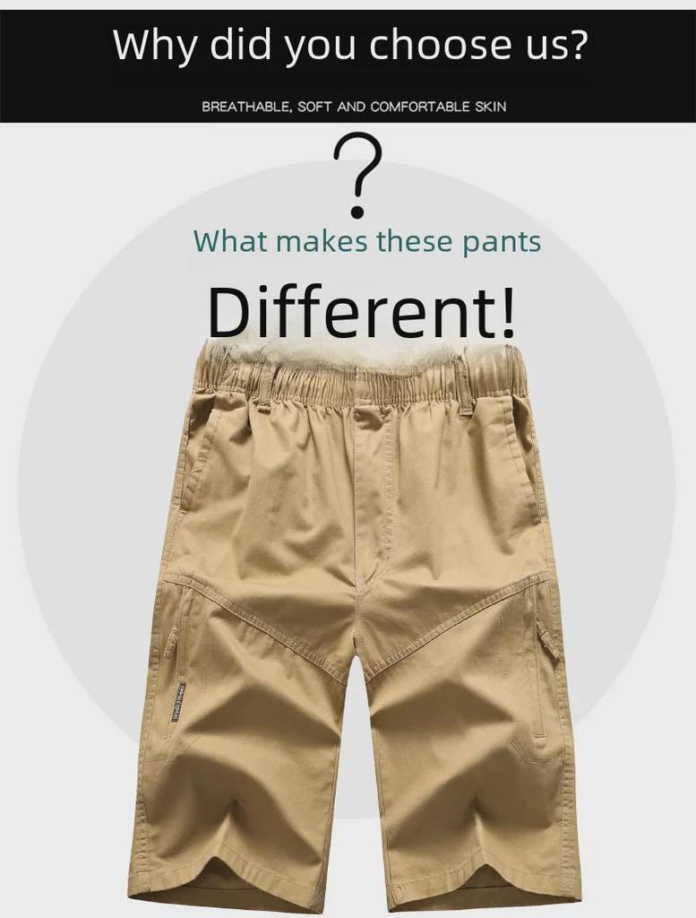 Men's Mid-Length Cotton Shorts - Loose, Breathable, Large Size Summer Wear