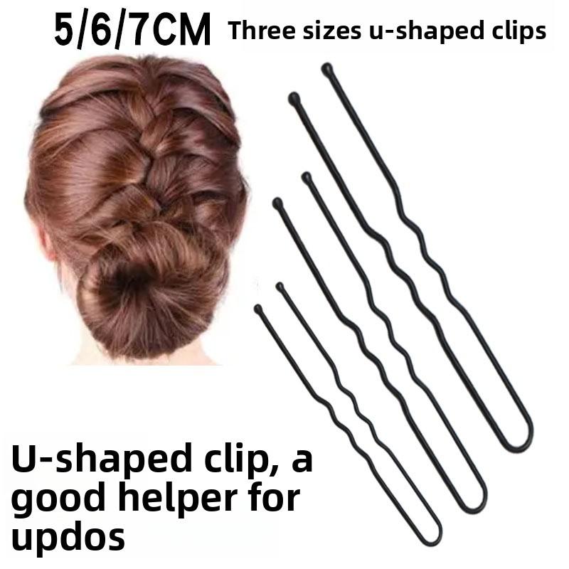 Schwarze nahtlose U-förmige Haarnadel Ein Muss für Duttfrisuren Fixierte Haarnadeln Damen Einreihige Haarnadeln und Haarnadelclips