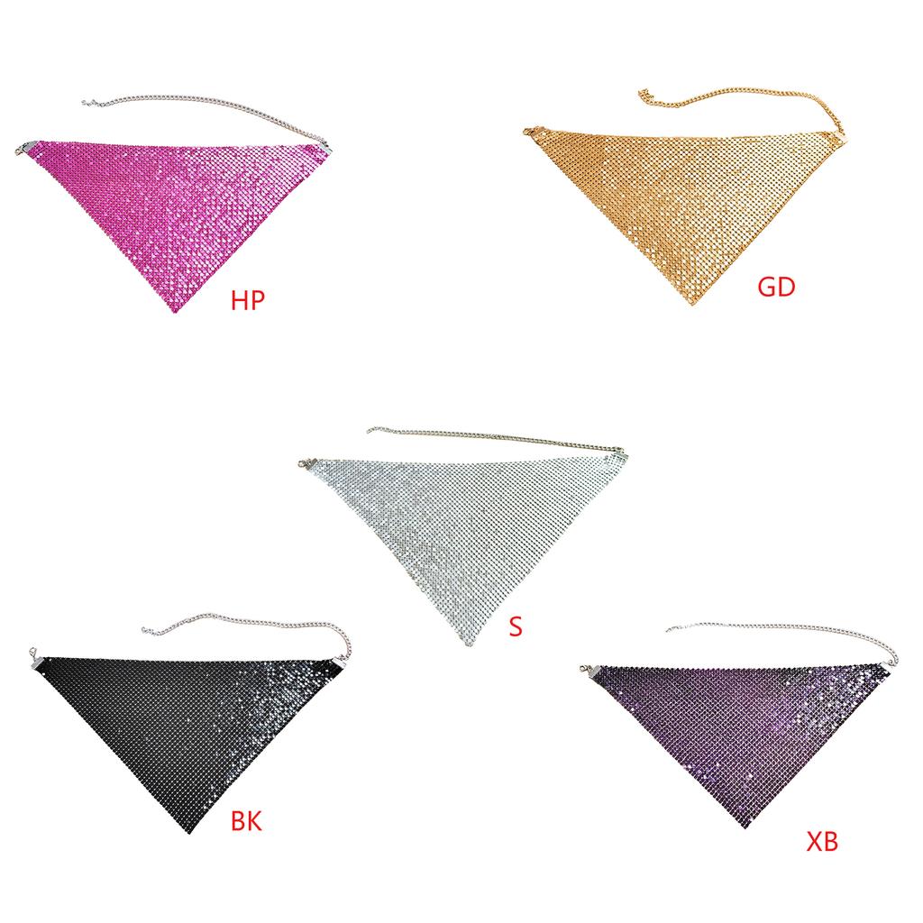 Shinning Sequins Triangle Scarf for Prom Party Lightweight Triangle Collar for Ladies Wedding Model Show Supplies
