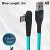 120W Fast Charging Usb To C Cable 90 ° Bend Design Suitable For Huawei Xiaomi Honor Vivo Charging Cable
