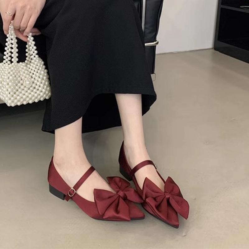 Fashion SUOJIALUN 2025 Spring New Brand Women Flat Shoes Fashion Big Bow-knot Ladies Elegant Mary Jane Shoes Square Low Heel Boat Shoes