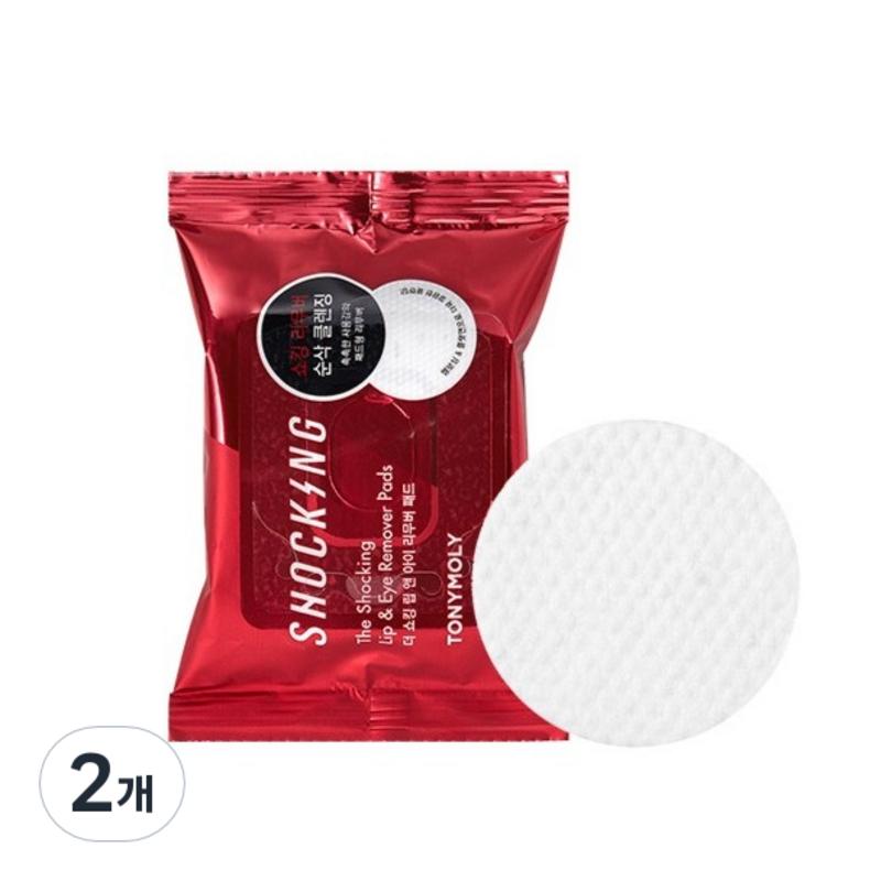 Tony Moly The Shocking Lip & Eye Remover Pads, 2 pcs, 30 pads