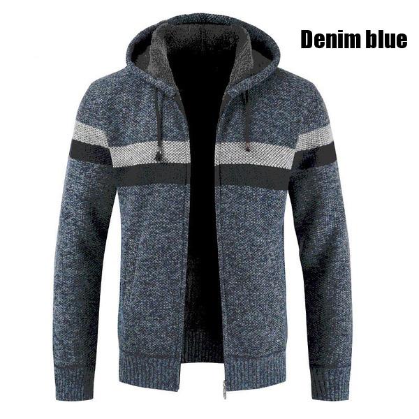 Pánský vlněný kabát s kapucí, bunda, kardiganový kabát, sportovní bunda, zimní teplé bundy