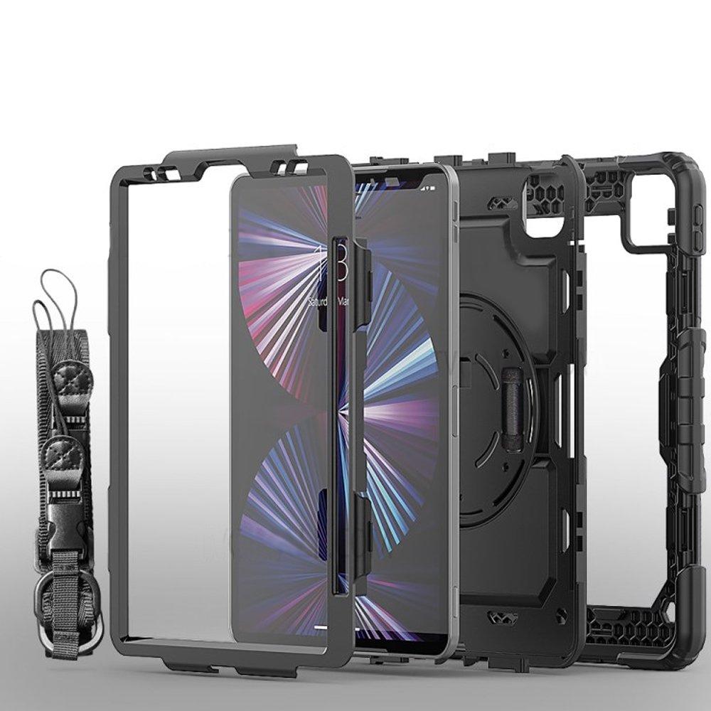 Armored case for iPad Pro 11" M2 2022 / M1 2021 / 2020 / 2018, 360 protection with stylus holder, Black