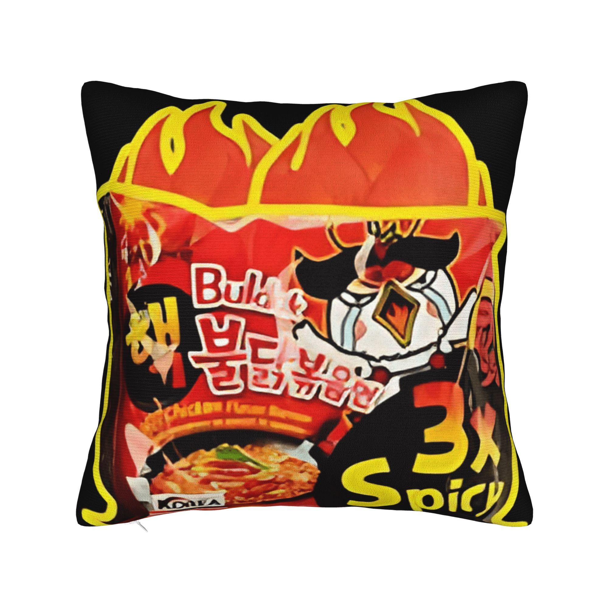 

Наволочки для подушек Buldak 3X HOT CHICKEN SPICY RAMEN Винтажная наволочка для стула, дивана, домашнего декора Уютная наволочка 12x12Inch