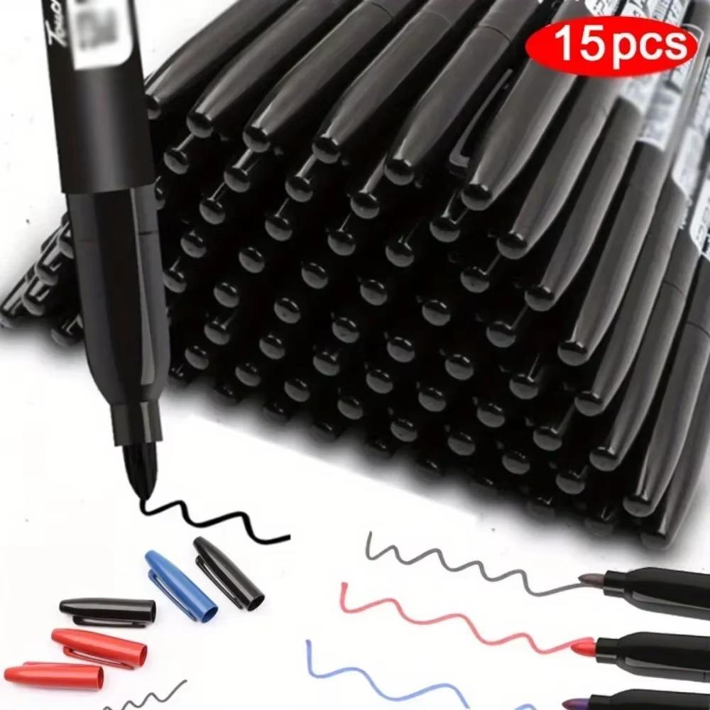 15Pcs 1.5mm Permanent Marker Color Art Marker Fine Point Waterproof Ink Fine Nib Bold Nib Black Blue Red Ink Paint Marker